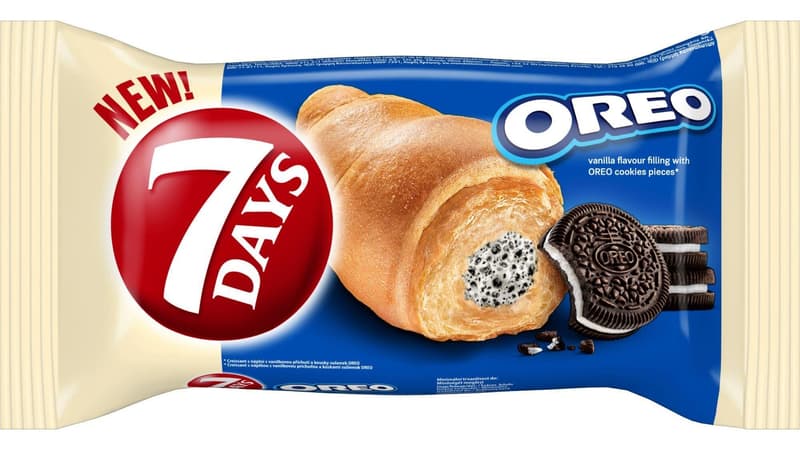 7Days Croissant Oreo vanilla cream with cookie pieces