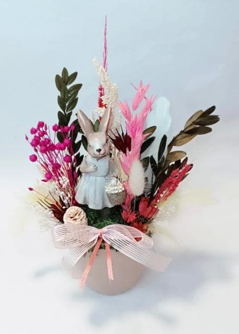 spring decoration with bunny lady