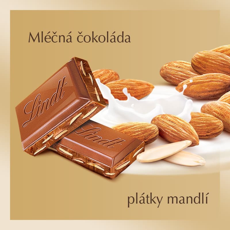 Lindt Čokoláda Gold Tablet Premium Mléčná s mandlemi