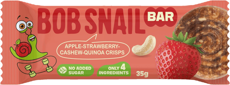 Šnek Bob Fruit bar apple, strawberry with cashews and quinoa