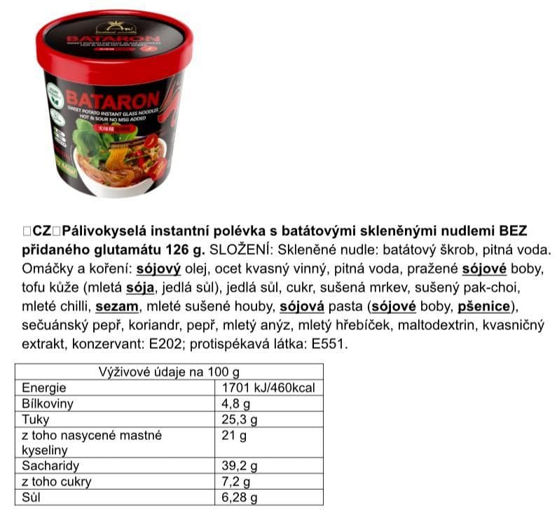 BATARON Cup bez přidaného glutamátu