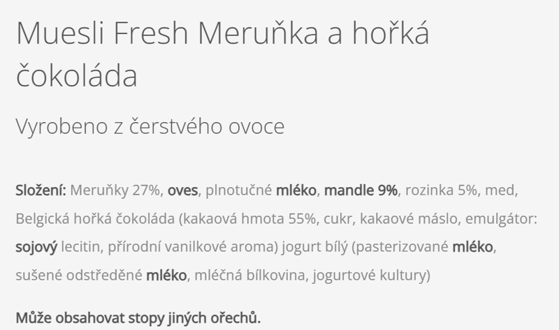 Muesli Fresh tyčinka meruňka-hořká čokoláda (1 kus)
