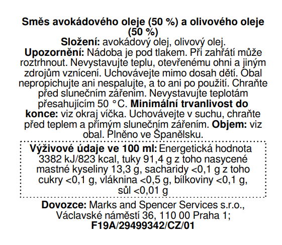 Marks & Spencer Air Fryer Směs avokádového a olivového oleje