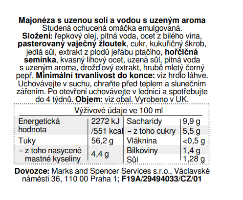 Marks & Spencer Majonéza s uzenou solí