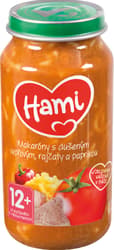 Hami side dish Macaroni with stewed pork, tomato and pepper