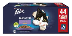 Felix Fantastic kapsičky pro kočky hovězí, kuře, losos, tuňák v želé 44×85 g