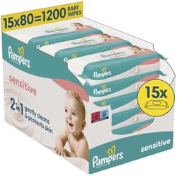 Pampers Sensitive baby Vlhčené ubrousky 15×80 ks