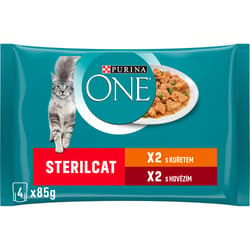Purina ONE Sterilacat Chicken and beef in juice for cats (4x85 g)