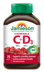 JAMIESON Vitamíny C a D3 třešeň cucací tbl.75