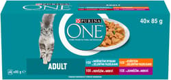Purina ONE Adult Multipack mini fillets with lamb, sea fish, chicken, beef and vegetables in gravy for cats (40x85 g)