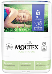 Moltex Pure & Nature ECO Diapers XL 13–18 kg (size 6)