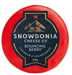 Snowdonia Cheddar Bouncing Berry cheese with cranberries