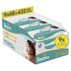 Pampers Aqua Soft Touch Baby Wet Wipes, 9 Packs of 48 Wipes Baby Wet Wipes