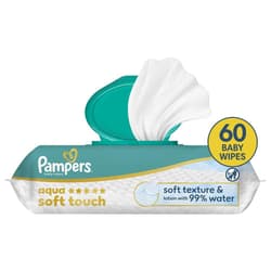 Pampers Aqua Soft Touch Baby Wet Wipes, 1 Pack of 60 Wipes Baby Wet Wipes