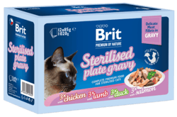 BritPremium Cat Delicate Fillets in Gravy Family Plate Sterilised 1020g(12x85g)