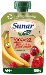 Sunar BIO Fruit pouch banana, apple, strawberry, raspberry