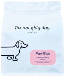 The Naughty Dog Pawffice espresso blend whole bean coffee