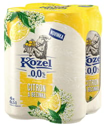 Velkopopovický Kozel Non-Alcoholic Beer Lemon & Elderflower 4 x 0.5L Can
