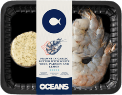 Oceans Krevety na česnekovém másle s bílým vínem, petrželí a citronem