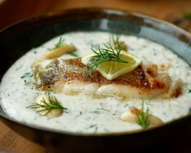 Skrei Cod with Dill Sauce and Toasted Almonds