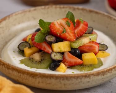 Summer fruit salad with lime dressing