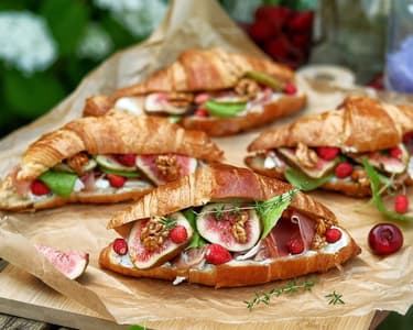 Croissant with Chive Spread, Prosciutto and Figs