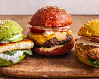 Trio mini burgerů - hovězí, s trhaným vepřovým a halloumi