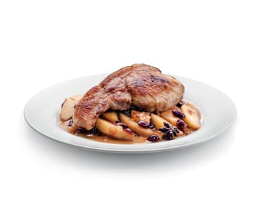 Vepřové kotlety s jablky a brusinkami