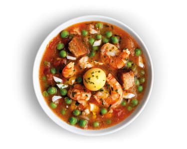 Polévka s krevetami a zeleninou