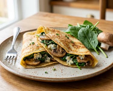 Palačinky se špenátem a sýrem roquefort