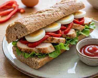 Kuřecí sendvič s pečenou paprikou