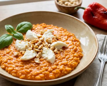 Roasted Pepper Risotto with Mozzarella