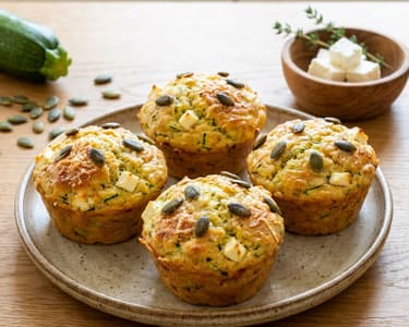 Savory Zucchini Muffins with Ham and Feta