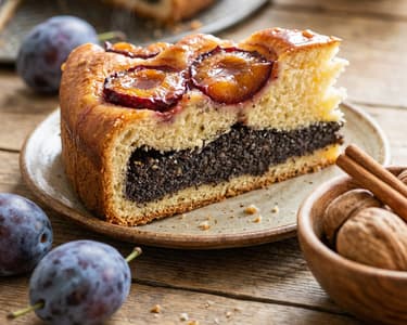 Yeast cake with plums and poppy seeds