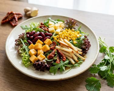 Mixed Salad with Beans and Cheese