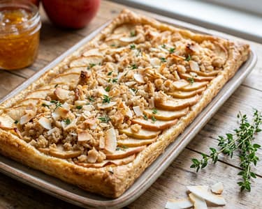 Jablečný koláč s tymiánem a kokosovou drobenkou