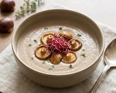 Chestnut cream with shii-take mushrooms