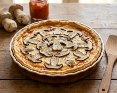 Quiche with Porcini Mushrooms and Ajvar