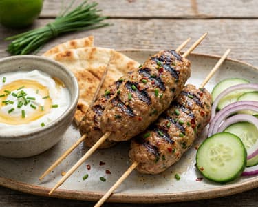 Mletý krůtí špíz s limetovým jogurtem 