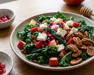 Salát z kadeřávku s pekanovými ořechy a kozím sýrem