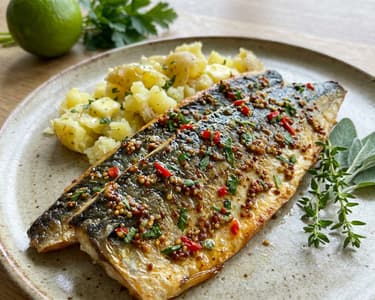 Bylinková makrela s celozrnnou hořčicí