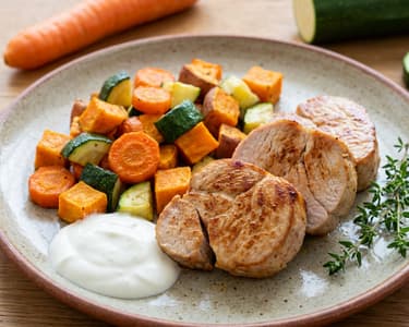 Krůtí steak s pečenou zeleninou