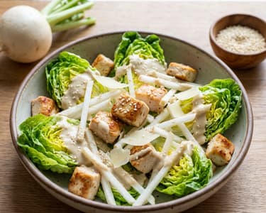 Salát s vodnicí, tahini dresinkem a kuřecím masem 