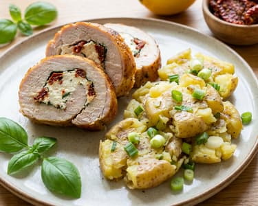 Krůtí roláda s ricottou a šťouchanými bramborami