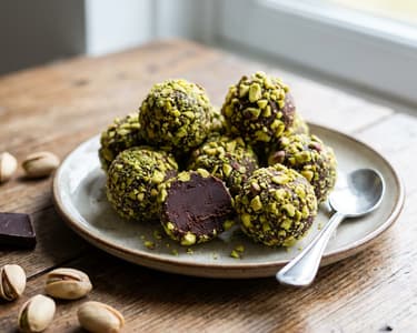 Kávové lanýže s pistáciemi