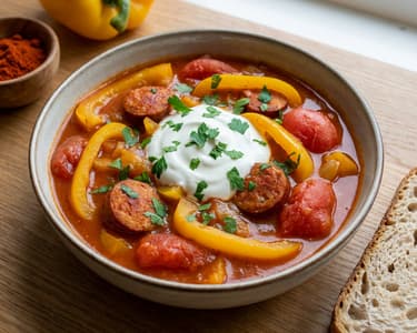 Hungarian Lecsó with Sour Cream