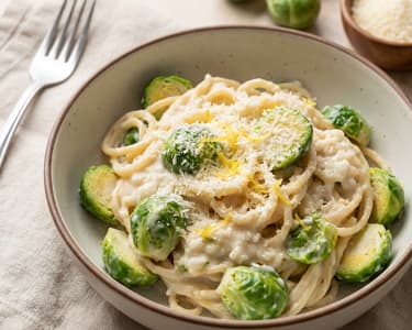 Pasta with Brussels Sprouts and Cream Sauce