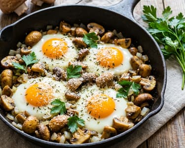 Žampiony s vejcem a parmazánem