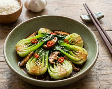 Restované pak choi s shiitake