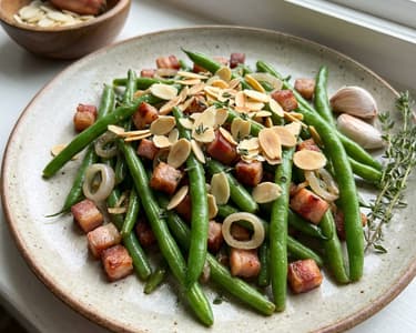 Zelené fazolky na slanině